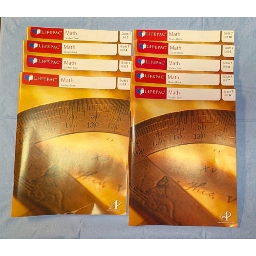 Lifepac Grade 7 Math Student Books Unit 2-10 Only. New, Never Used, Homeschool